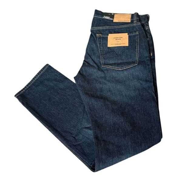 7 For All Mankind The Straight Classic Dark Blue Jeans Los Angeles Men’s Size 34 - Picture 1 of 12